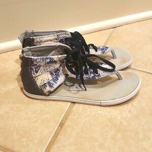 Converse Chuck Taylor Women's Blue White Gladiator Cutout Sandal Sneakers Size 8